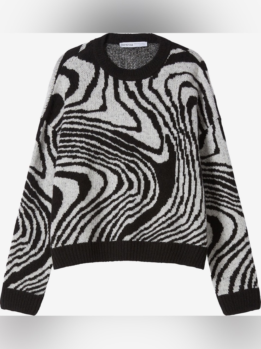 Bershka Black and Gray Crewneck Sweater